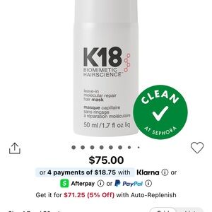 k18 leave in hair mask
